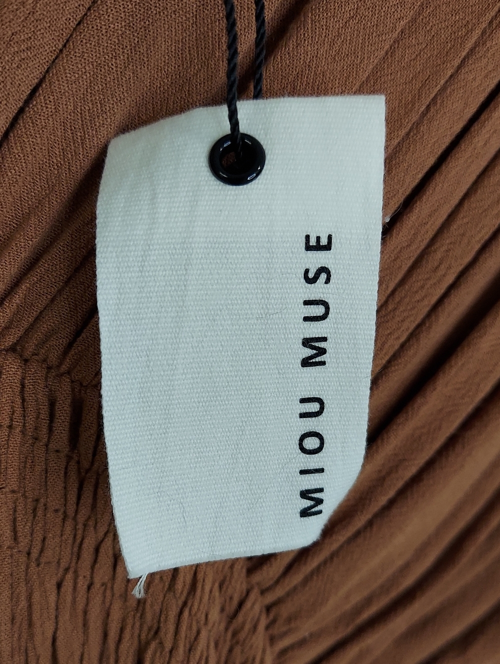 Miou Muse Dress, Size S, Brown Toffee, Gauze, Smocked Waist - Picture 16 of 17